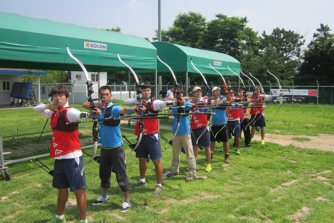 2013년 중국 시안팀과 합통훈련중인 코오롱 양궁팀입니다.