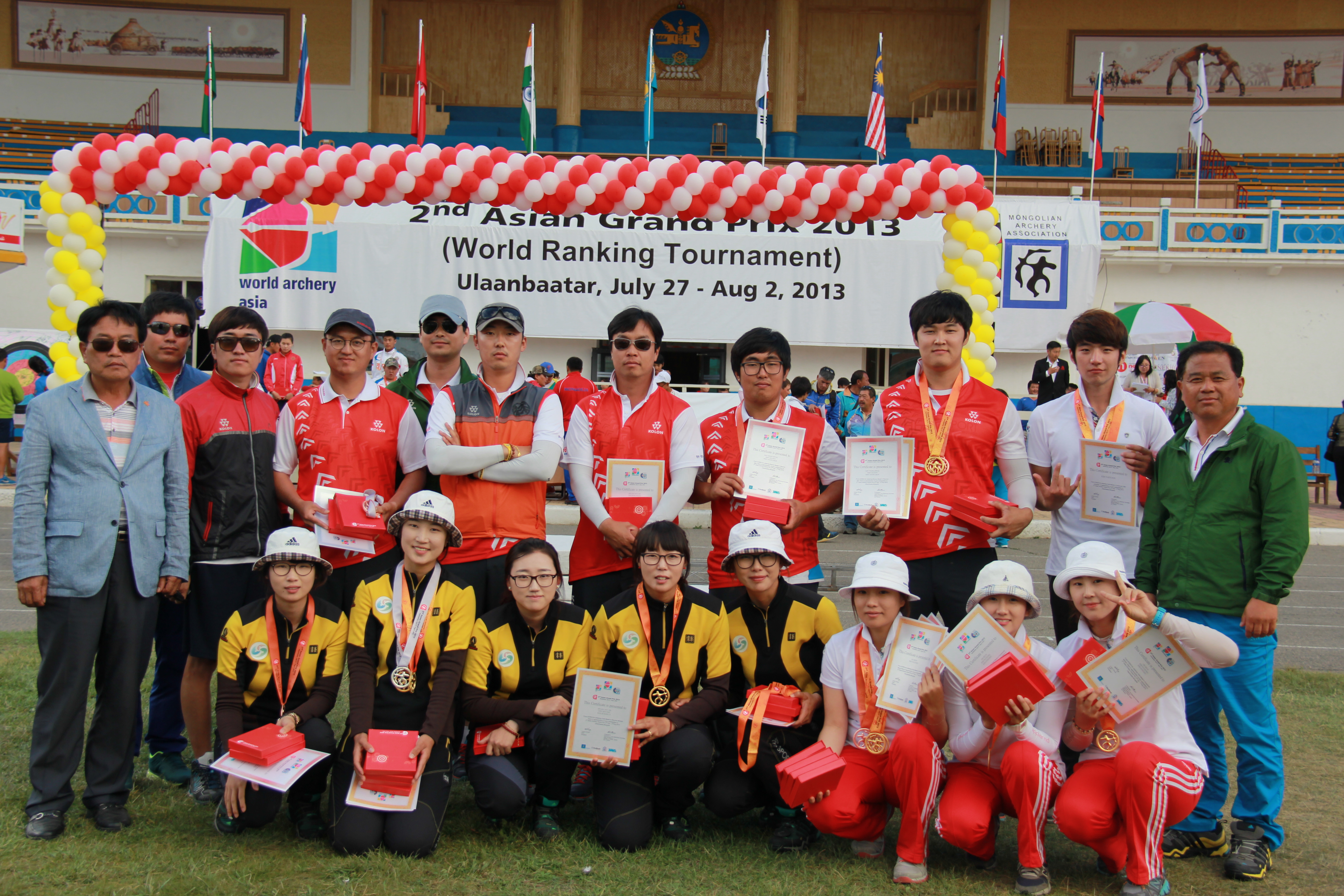 2013년 아시아그랑프리 2차 한국대표로 나간 코오롱 양궁팀 창원시장 한체대 입니다.